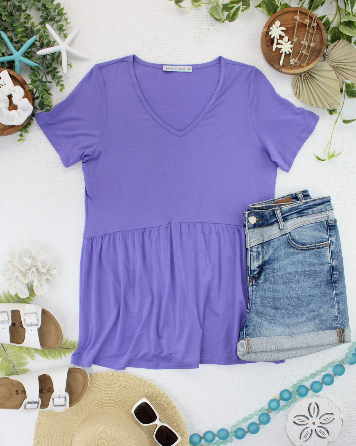 Sarah Ruffle Short Sleeve in Periwinkle Purple