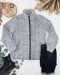 Two Tone Fullzip Sherpa in Charcoal and White