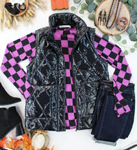 Remy Zip Up Vest in Shiny Black