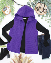 Heather Geometric Hooded Vest in Purple