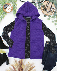 Heather Geometric Hooded Vest in Purple