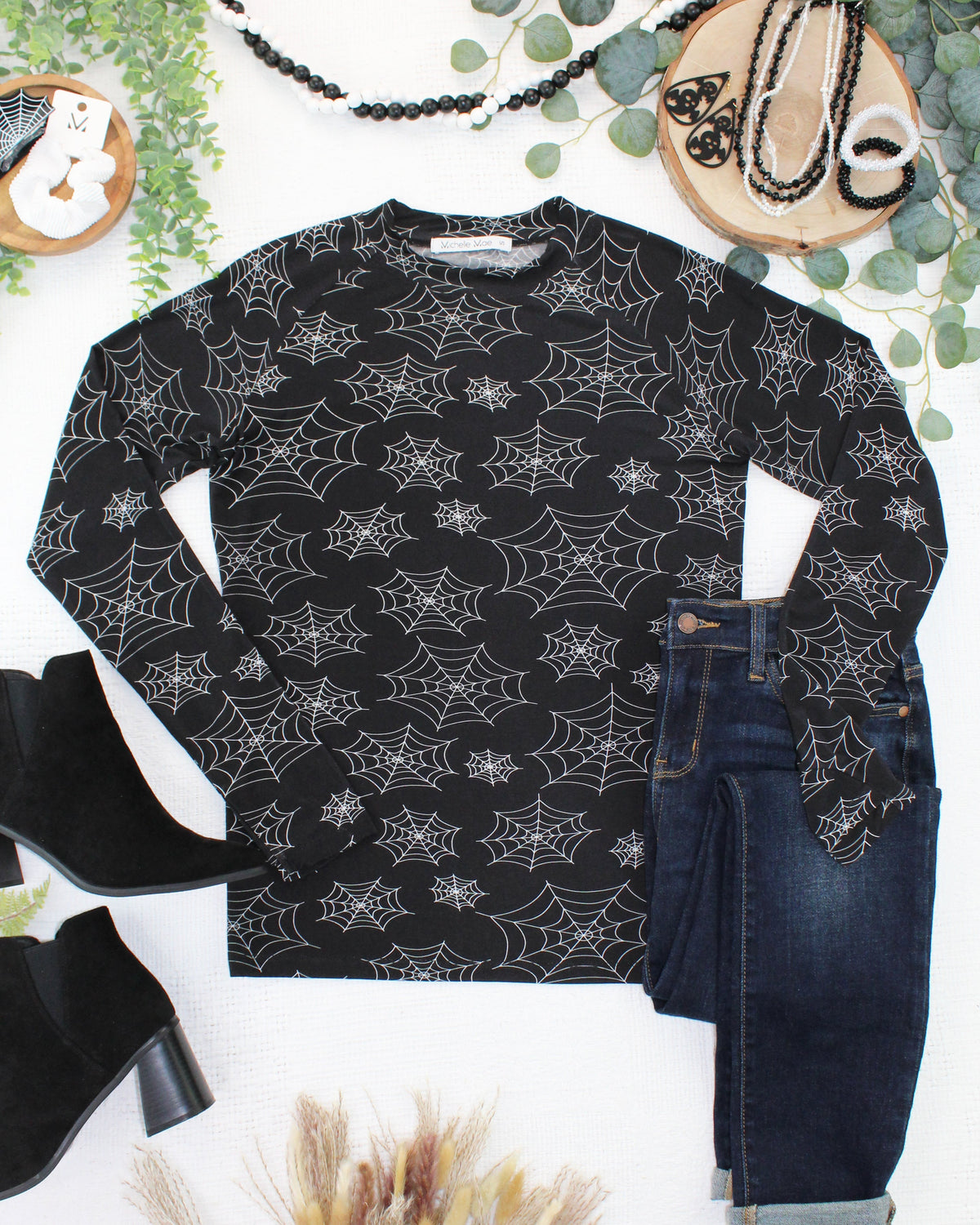 Blair Long Sleeve Top in Midnight Webs