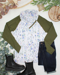 Classic Zoey ZipCowl Sweatshirt in Olive Meadow and Olive