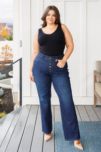 High Rise Button-Fly Straight Jeans by Judy Blue