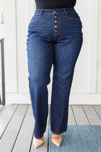 High Rise Button-Fly Straight Jeans by Judy Blue