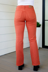 Mid Rise Slim Bootcut Jeans in Terracotta by Judy Blue