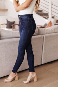 High Waist Hand Sanded Resin Skinny Jeans by Judy Blue