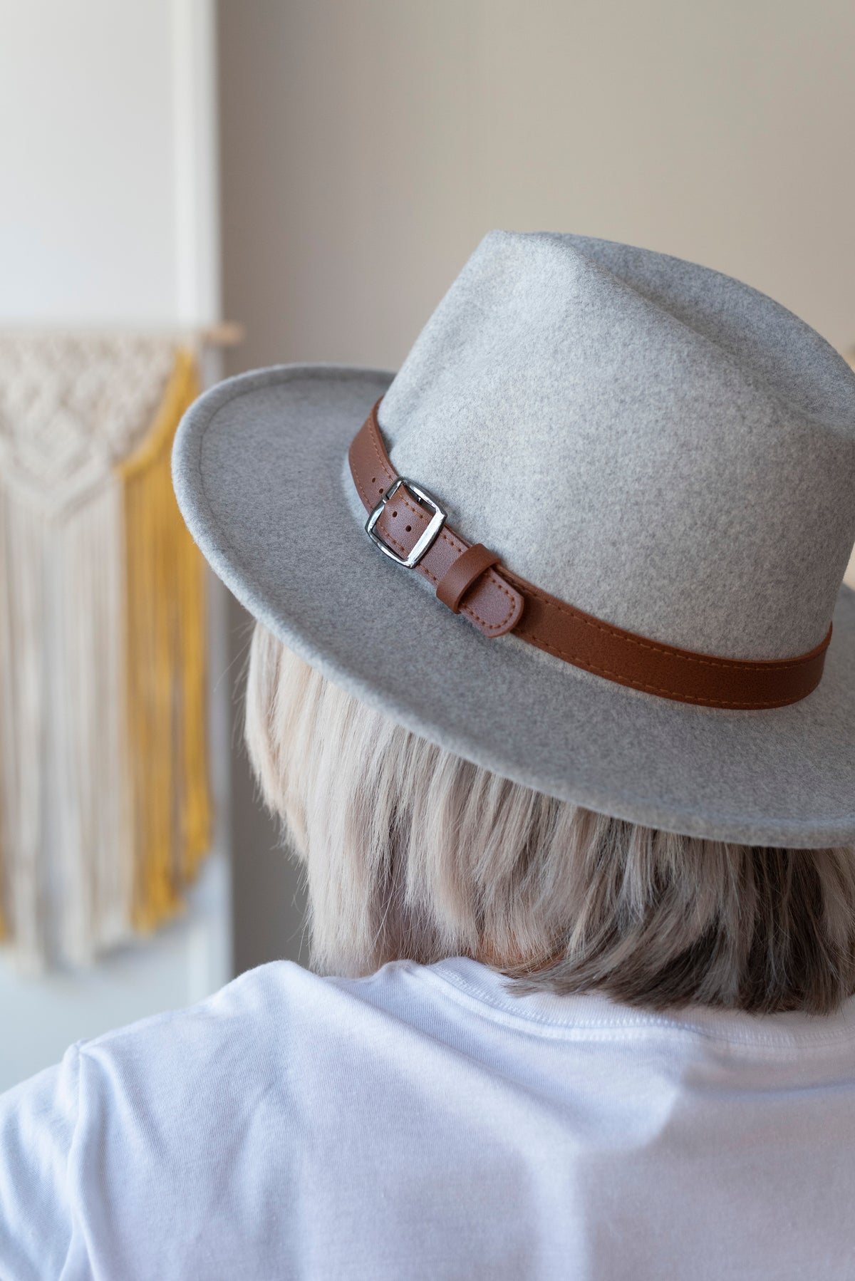 Wool Panama Hat in Light Grey