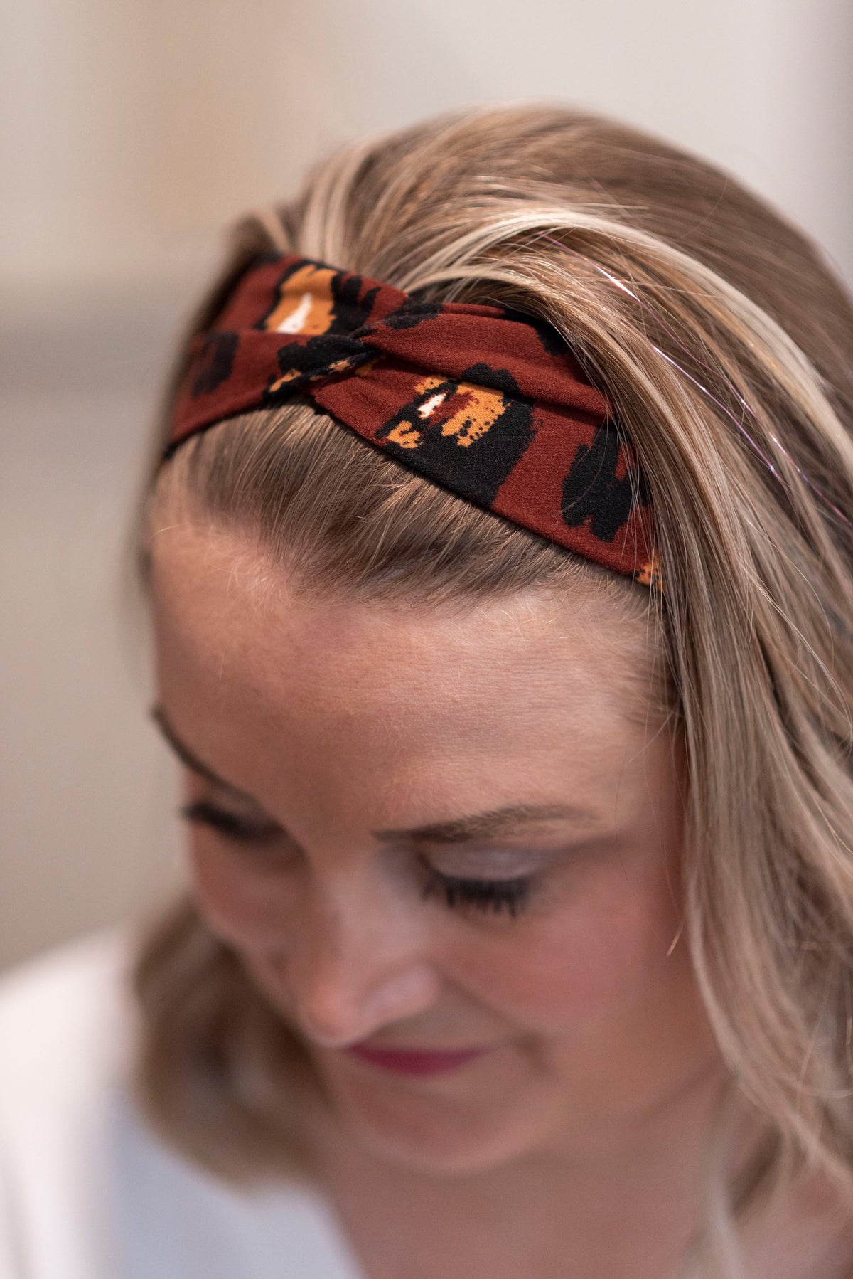 Handmade Knotted Headband in Autumn Leopard