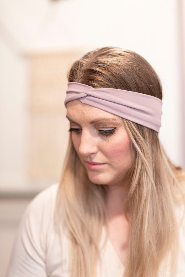 Handmade Knotted Headband in Dusty Lavender