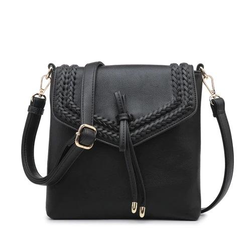 Crossbody with Braided Details in Black - Boutique 1780