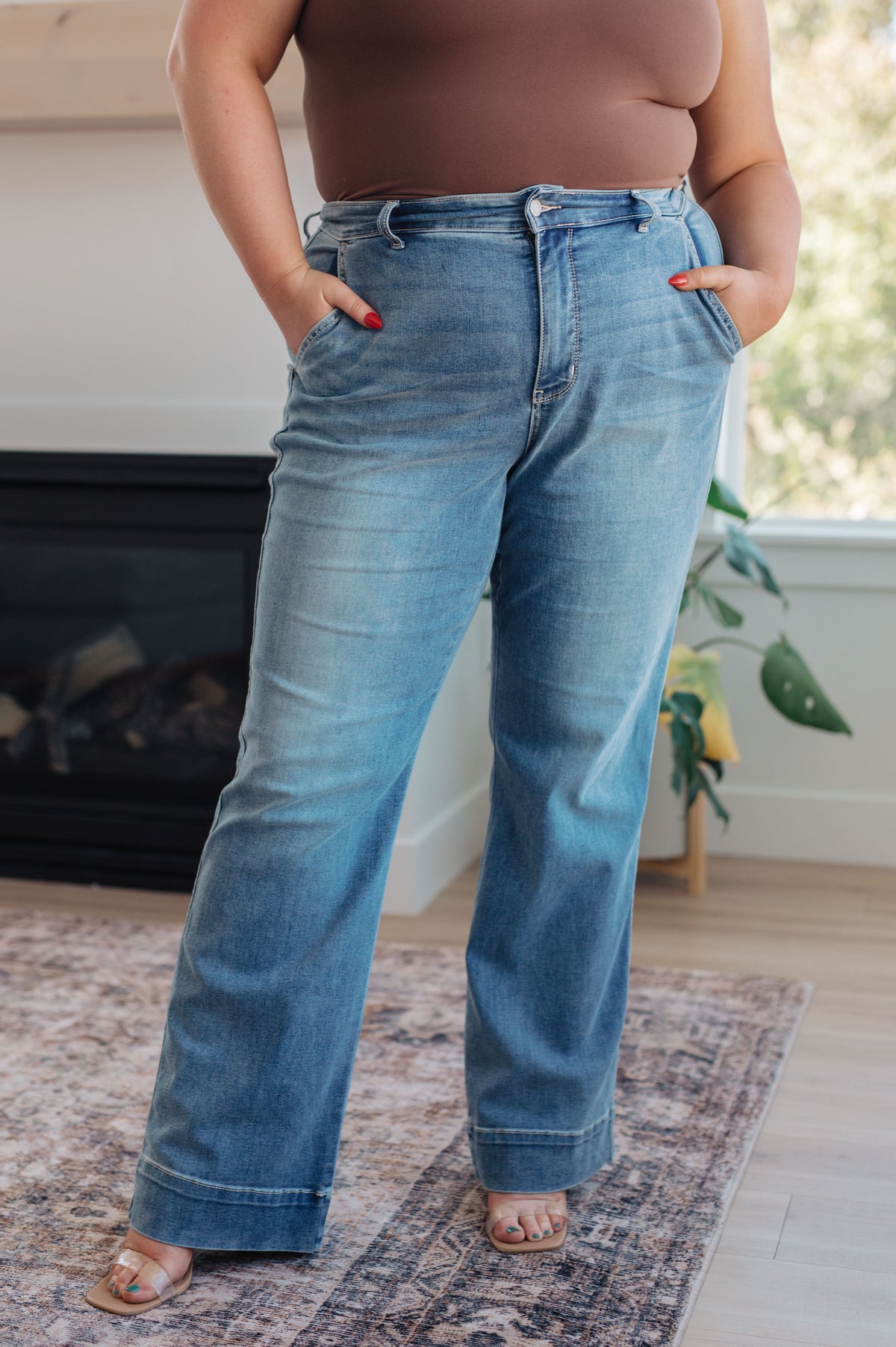 Mid Rise Wide Leg Jeans by Judy Blue