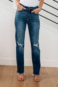 High Rise Distressed Straight Jeans by Judy Blue