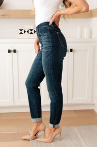 High Rise Pull On Double Cuff Slim Jeans by Judy Blue