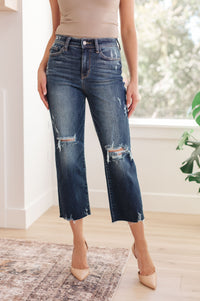 High Rise Distressed Wide Leg Crop Jeans by Judy Blue