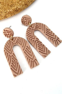 Etched U-Drop Polymer Clay Earrings - Boutique 1780